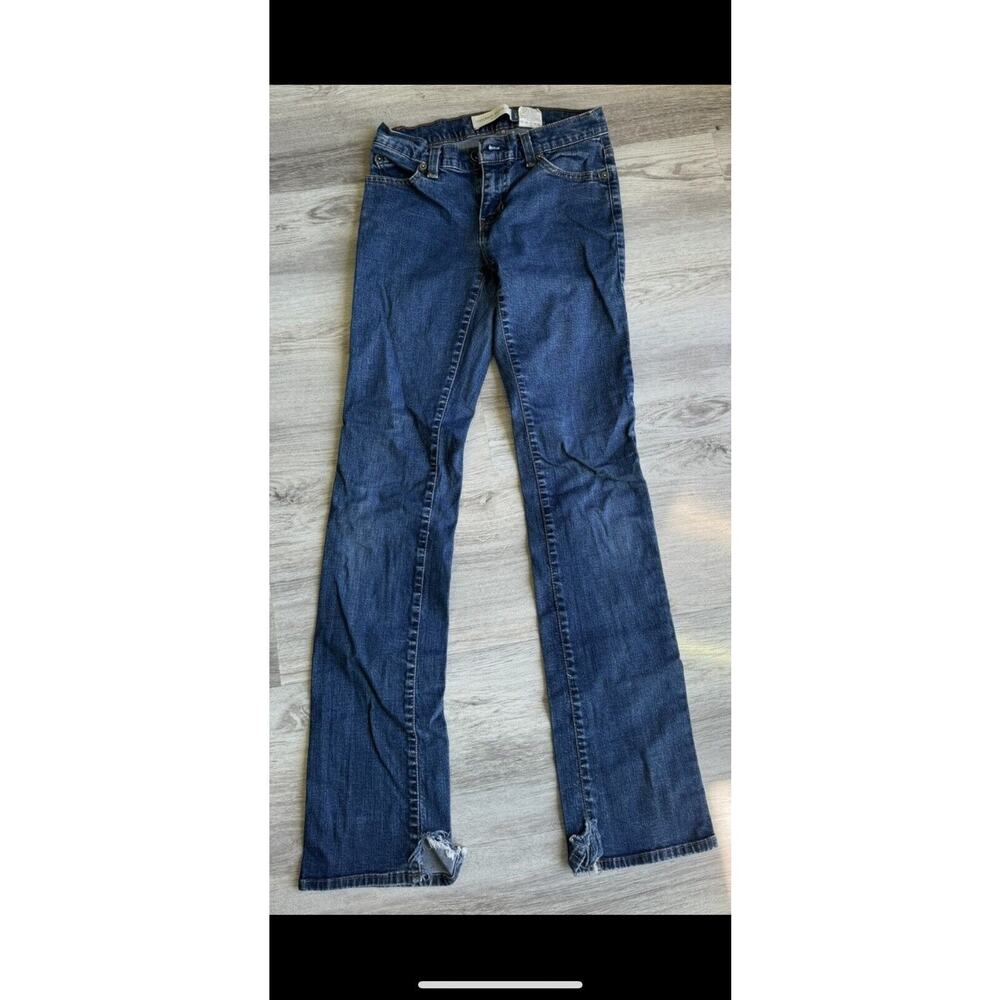 Women Junior Jeans Gap Size 1 Modern Boot Cut Distressed Pant Bottom #442